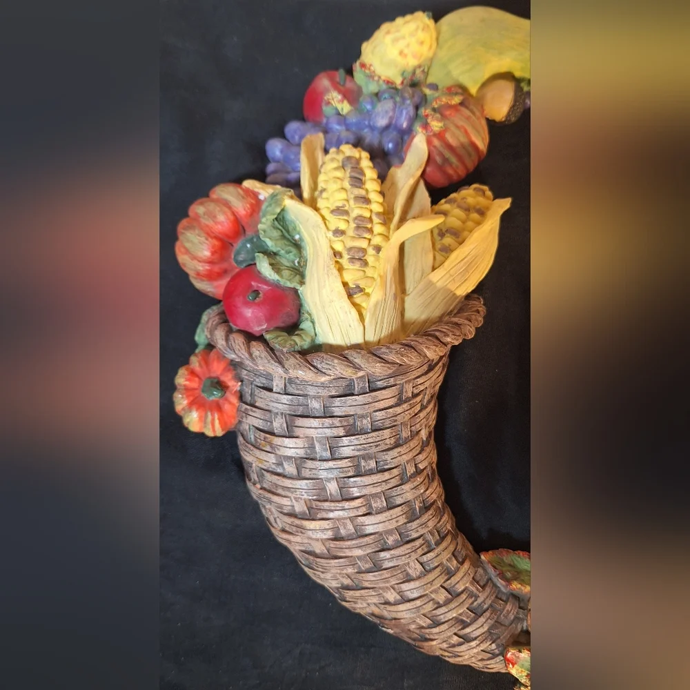 Colorful Harvest Cornucopia Wreath